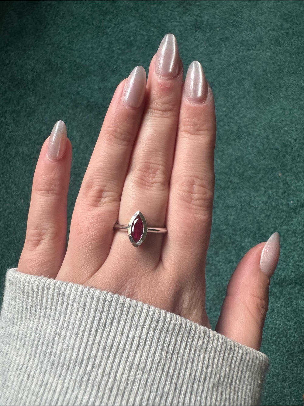 Sterling Silver Marquise Ruby Bezel Ring